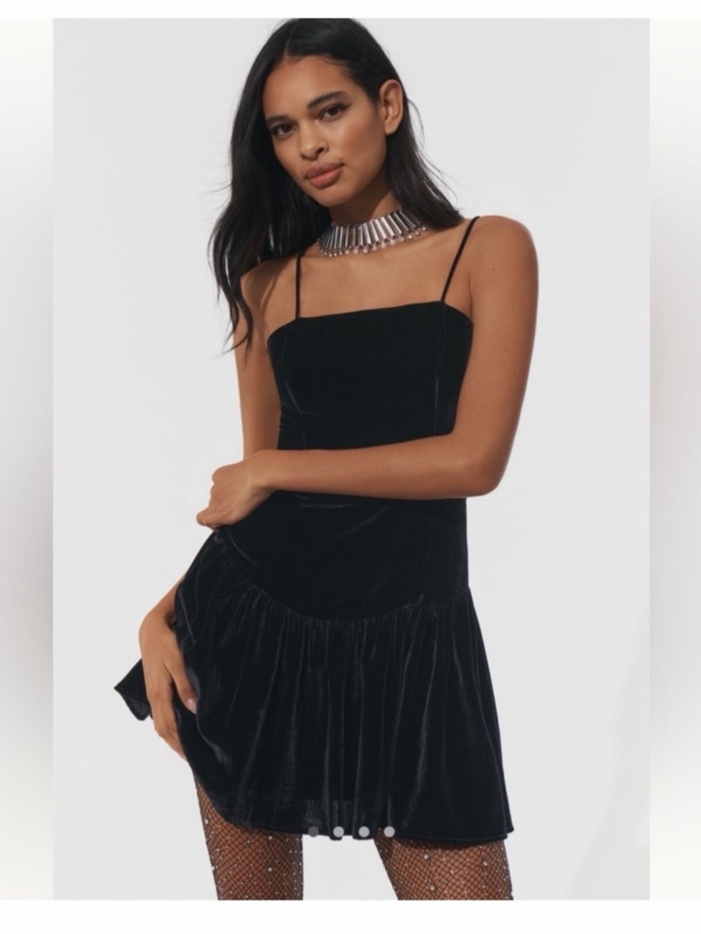 Anthropologie Maeve Drop-Waist Velvet Mini Dress